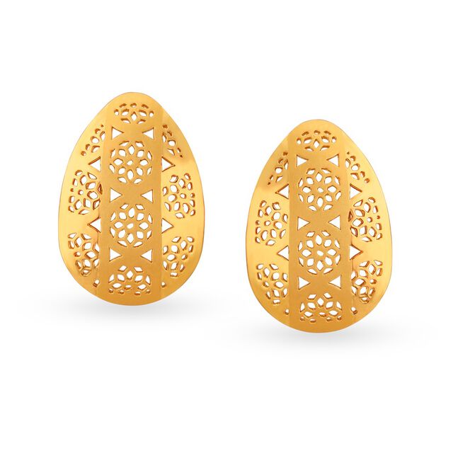 Uncommon 18 Karat Yellow Gold Jali Studs 