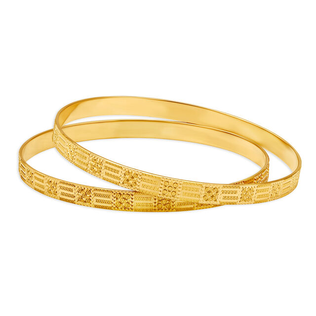 Hypnotic Yellow Gold Etched Bangles,,hi-res 