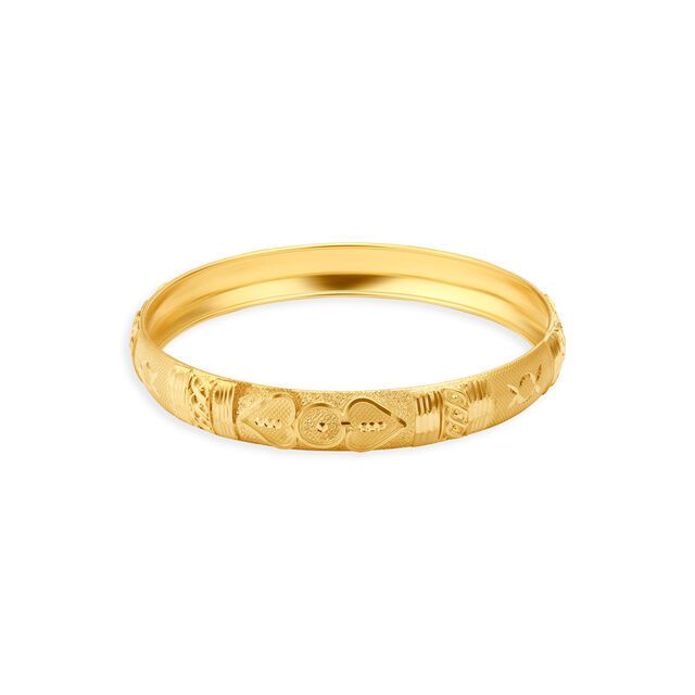 Broad Carved Gold Bangle,,hi-res 2