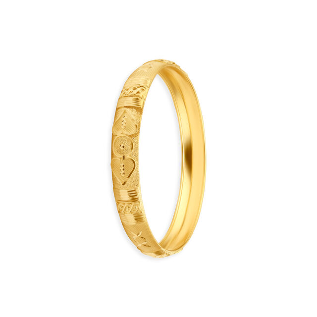 Broad Carved Gold Bangle,,hi-res 3