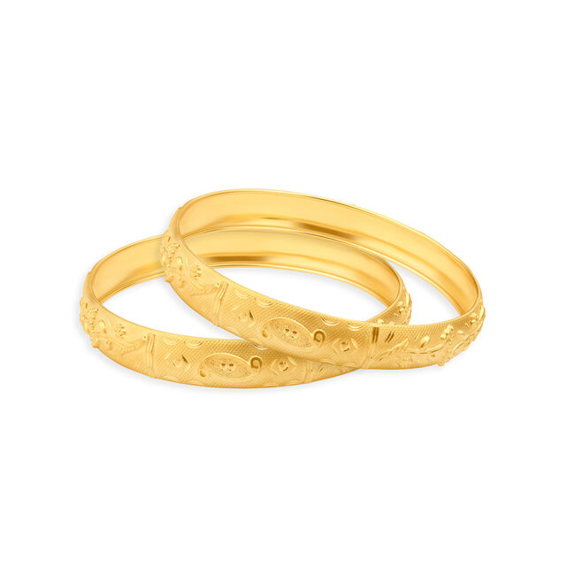Floral Carvings Gold Bangle 