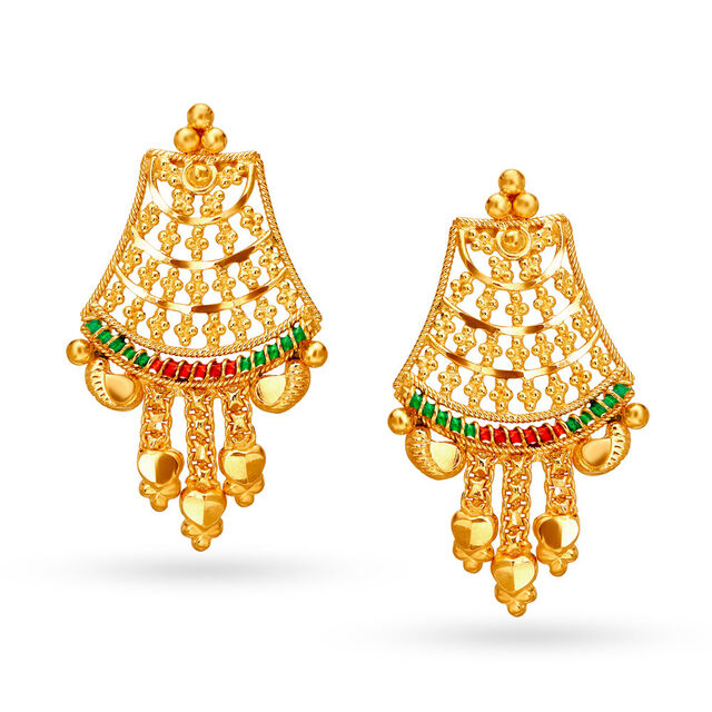 Traditional Yellow Gold Floral Necklace and Earrings Set,,hi-res