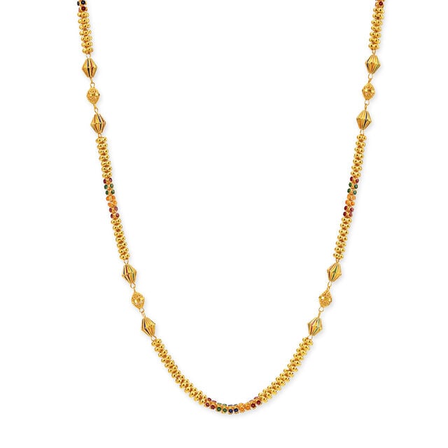 Brilliant Yellow Gold Beaded Chain