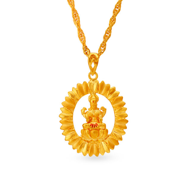 22 Karat Yellow Gold Lakshmi Pendant 