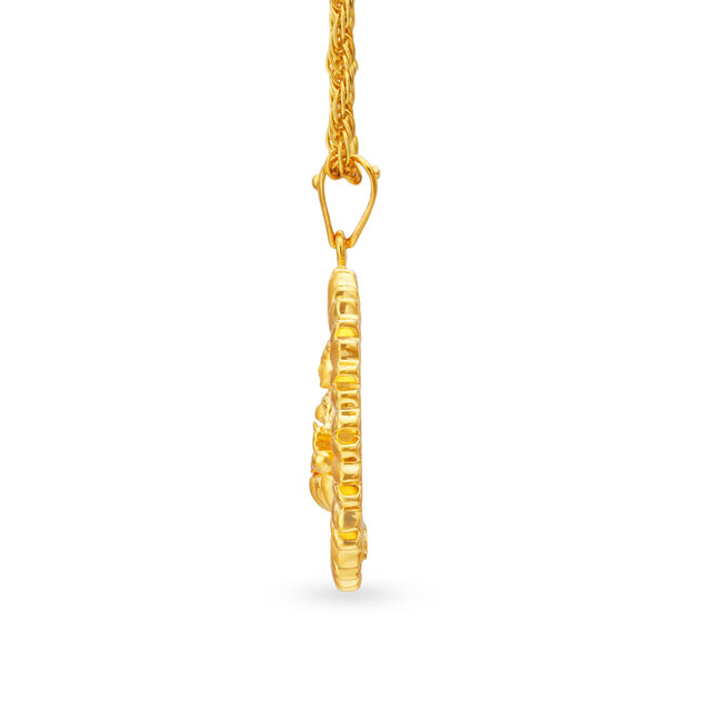 22 Karat Yellow Gold Lakshmi Pendant 2