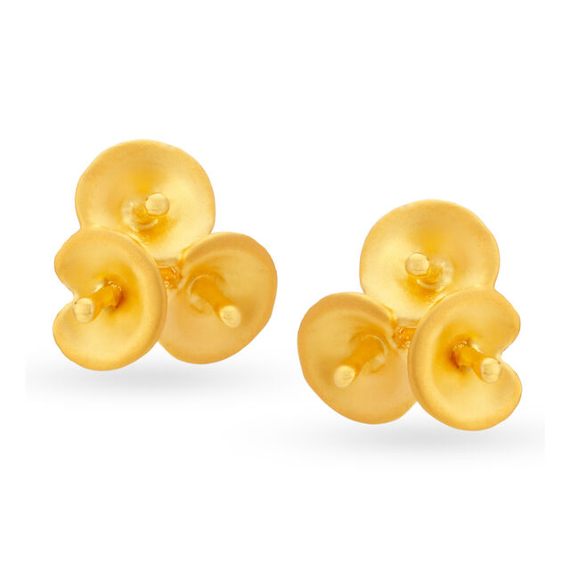 Charming Gold Floral Mushroom Studs 
