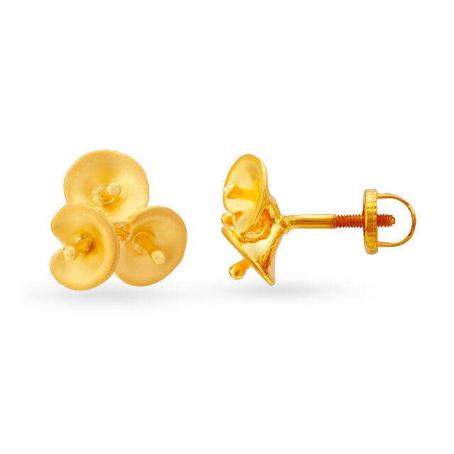 Charming Gold Floral Mushroom Studs 2