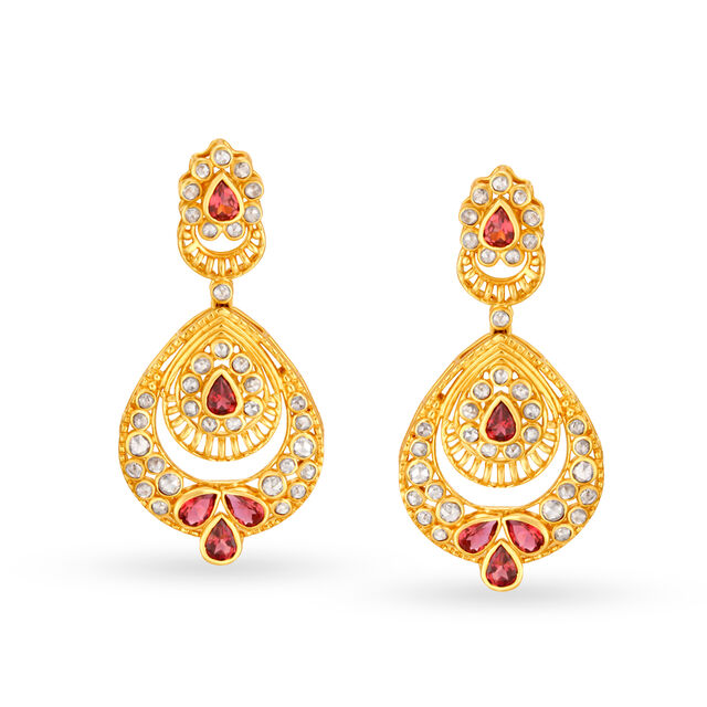 Graceful Gold Pendant and Earrings Set 2