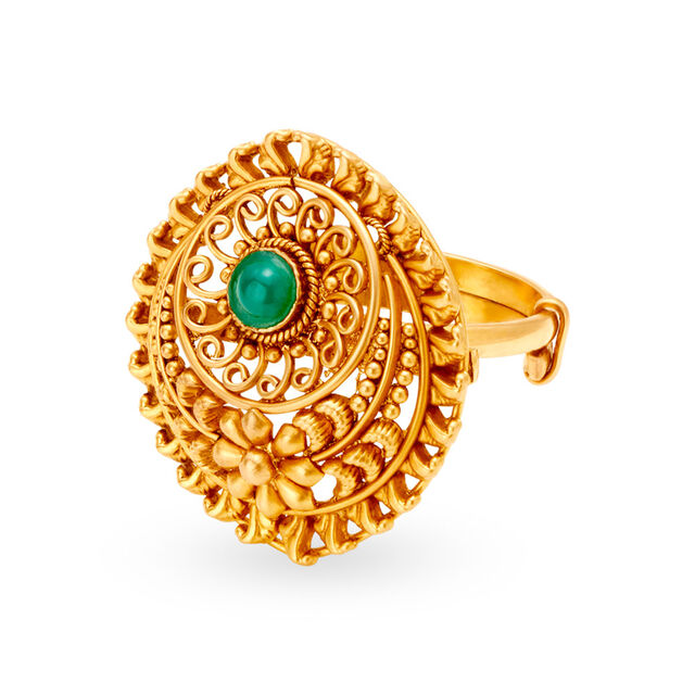 Intricate 22 Karat Gold Floral Finger Ring,,hi-res 2