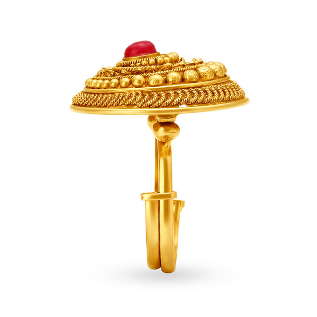 Magnificent 22 Karat Yellow Gold Dome Shaped Ornate Finger Ring,,hi-res 3