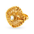 Filigree Gold and Kundan Glass Finger Ring,,hi-res 2