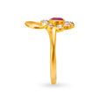 Floral Motif Cocktail Gold Finger Ring,,hi-res 3