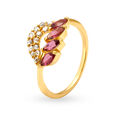 Leaf Motif Cocktail Gold Finger Ring,,hi-res 