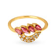 Leaf Motif Cocktail Gold Finger Ring,,hi-res 2