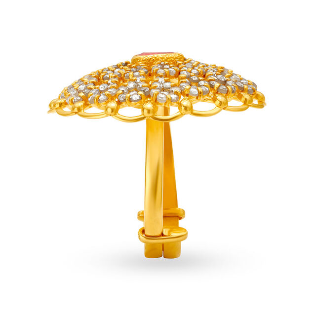 luxurious Cocktail Gold Finger Ring,,hi-res 3