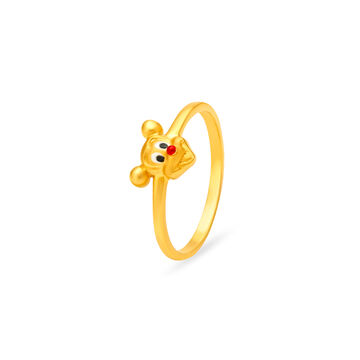 Adorable 22 Karat Yellow Gold Cartoon Character Finger Ring