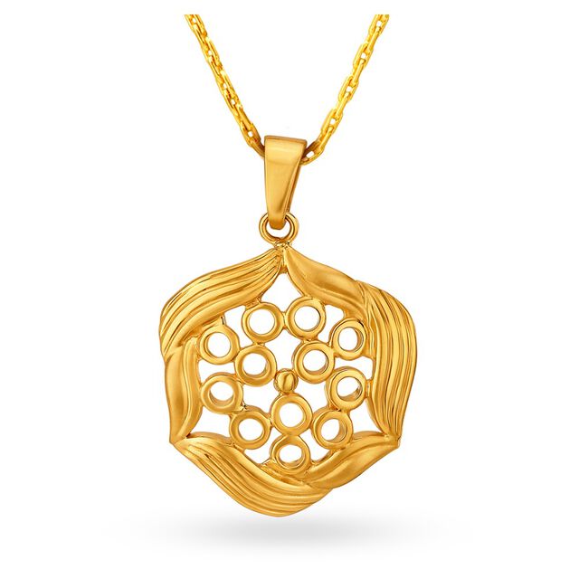 Unique 22 Karat Yellow Gold Geometric Pendant 