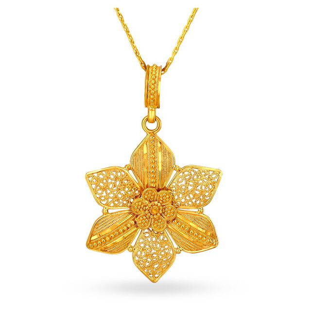 Floral Filigree Gold Pendant,,hi-res 