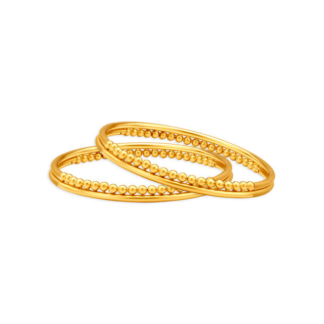 Charming Yellow Gold Beaded Bangles,,hi-res