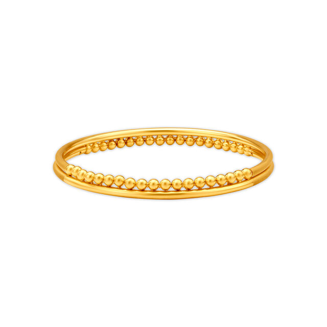 Charming Yellow Gold Beaded Bangles,,hi-res