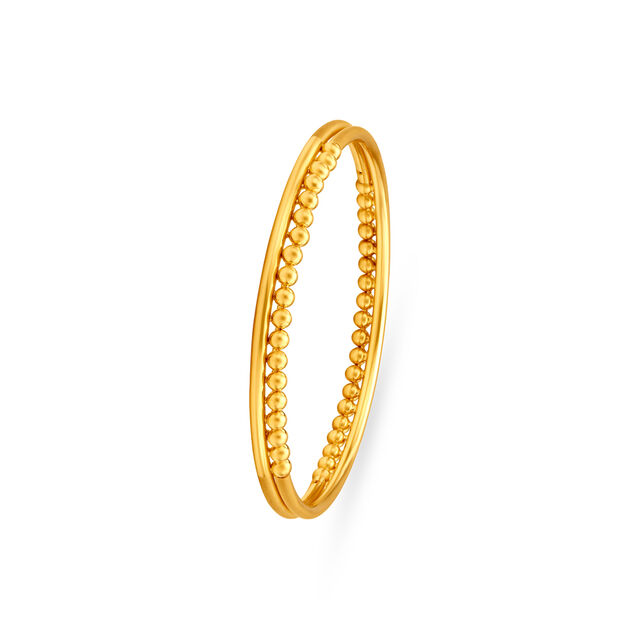 Charming Yellow Gold Beaded Bangles,,hi-res