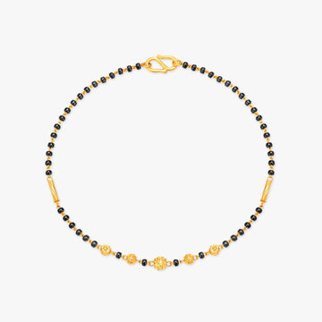 Stylish Black and Carved Gold Bead Bracelet