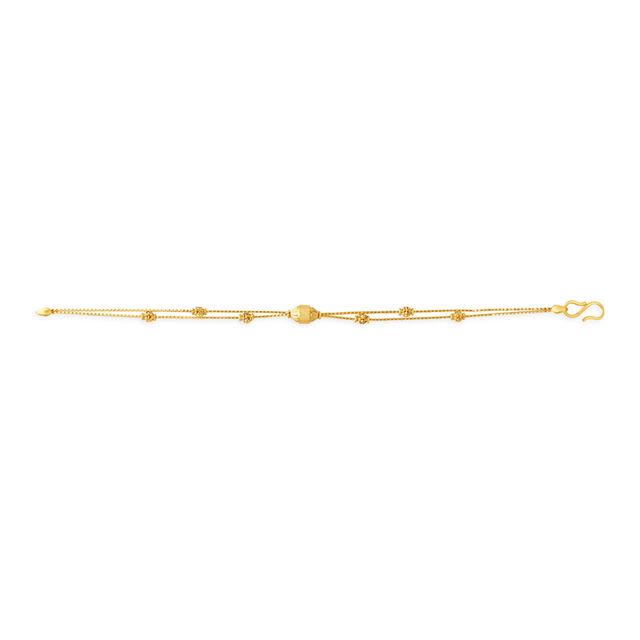 Delicate Yellow Gold Carved Bead Bracelet,,hi-res 
