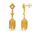 Intricate 22 Karat Yellow Gold Rhomboid Jhumkas 3