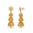 Traditional Dainty 3 Layer Gold Jhumkas,,hi-res 2