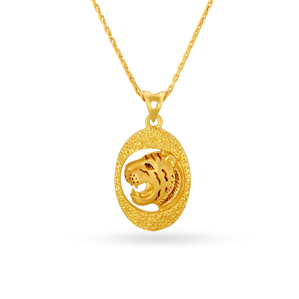 Buy Flashing Yellow Gold Tiger Pendant at Best Price Tanishq US