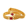 Floral Multi Stone Gold Bangle,,hi-res 