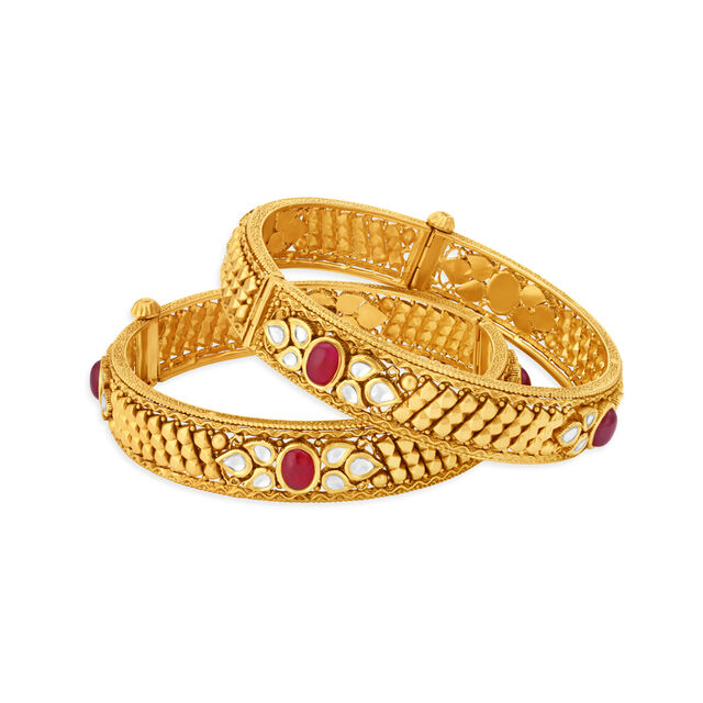 Classic Gold Floral Bangle,,hi-res 