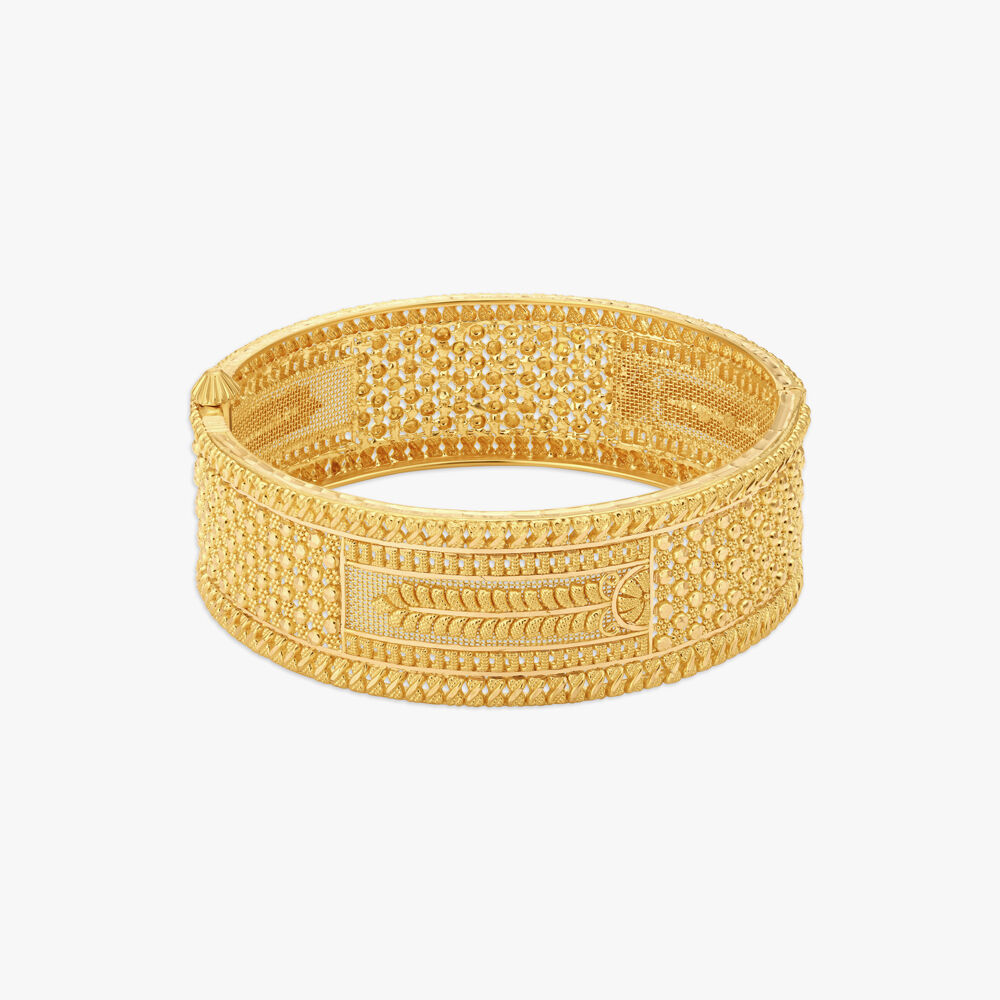 Buy Spectacular 22 Karat Yellow Gold Floral Bead Bangle at Best Price Tanishq UAE