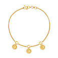 Lovely Yellow Gold Floral Charm Bracelet,,hi-res 
