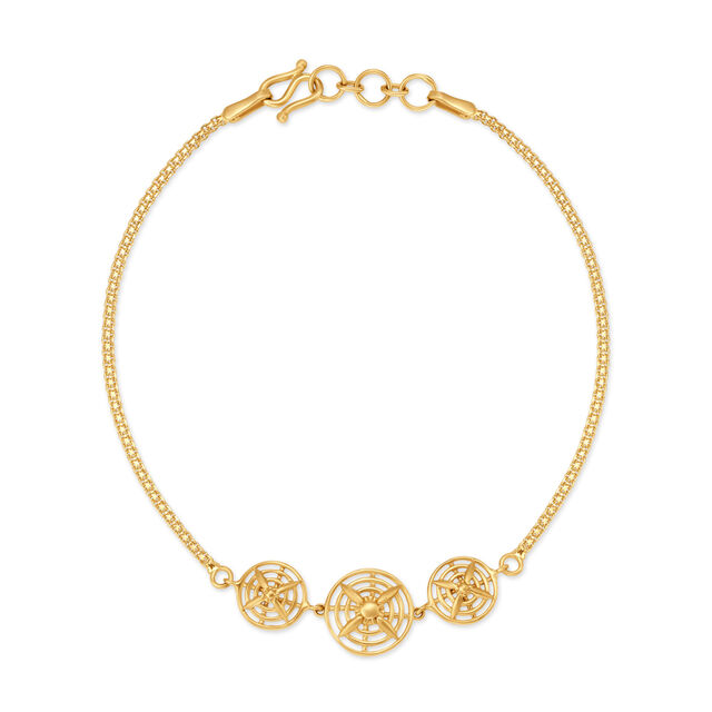 Hypnotic Yellow Gold Floral Chain Bracelet 