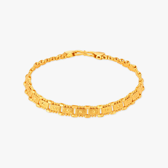 Textured Gold Bracelet for Men,,hi-res