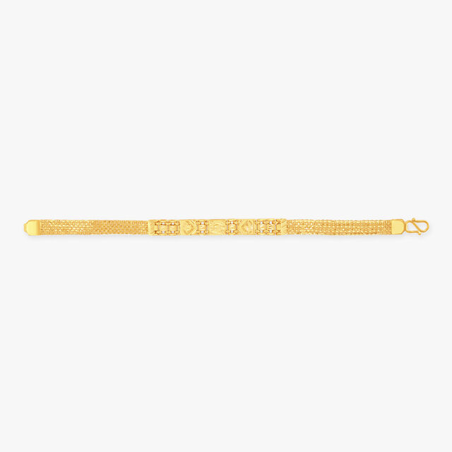 Artisanal Textured Gold Bracelet for Men,,hi-res