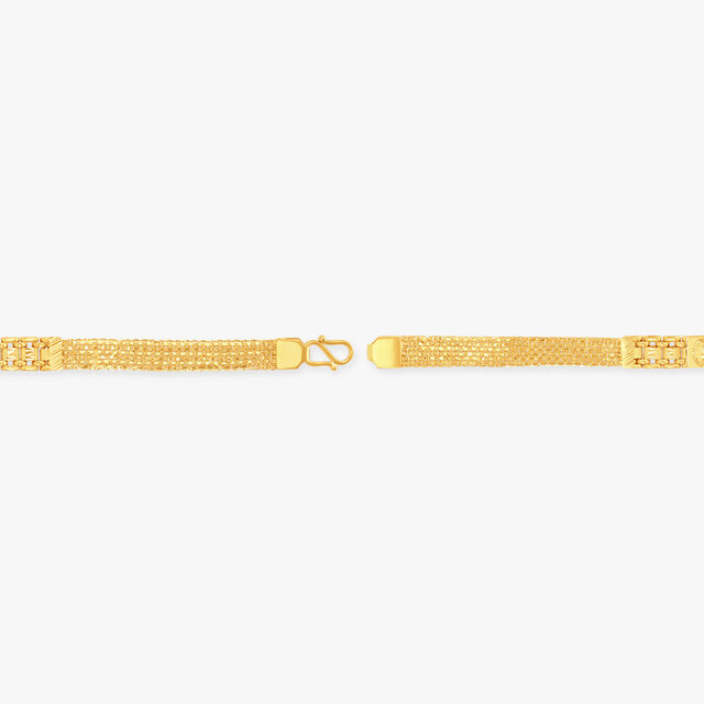 Artisanal Textured Gold Bracelet for Men,,hi-res