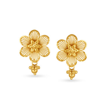 Floral Filigree Gold Drop Earrings