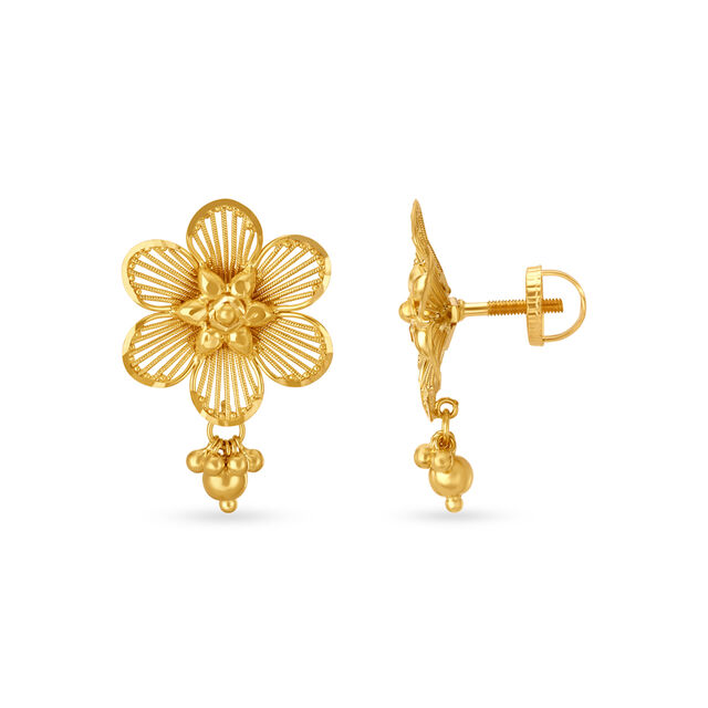 Floral Filigree Gold Drop Earrings 2