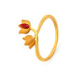 Charming Single Stone Lotus Finger Ring 