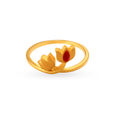 Charming Single Stone Lotus Finger Ring 2