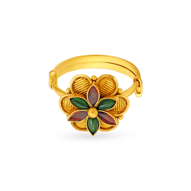 Striking Floral Ring with Gemstones 3