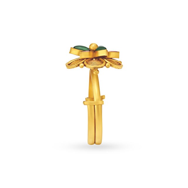 Striking Floral Ring with Gemstones 4