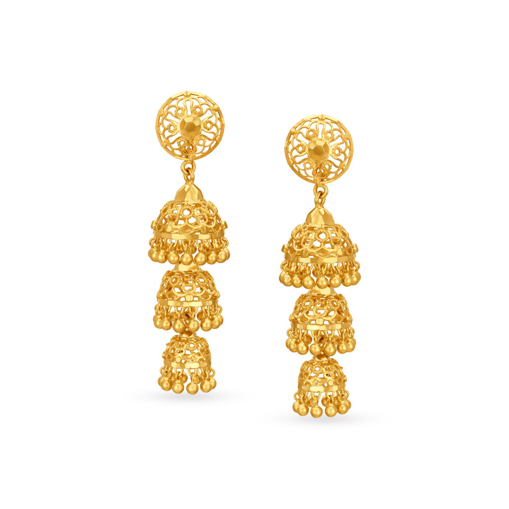 Buy Versatile Gold Jhumka Earrings at Best Price Tanishq US