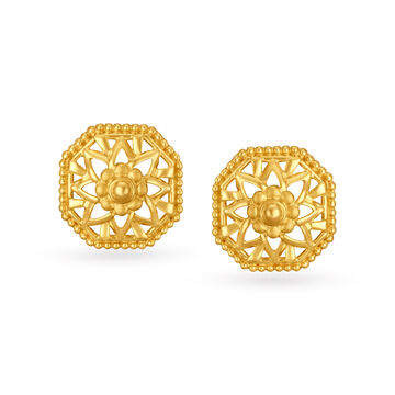 Charming Geometric Floral Stud Earrings