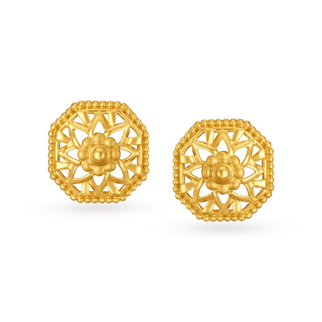 Charming Geometric Floral Stud Earrings 