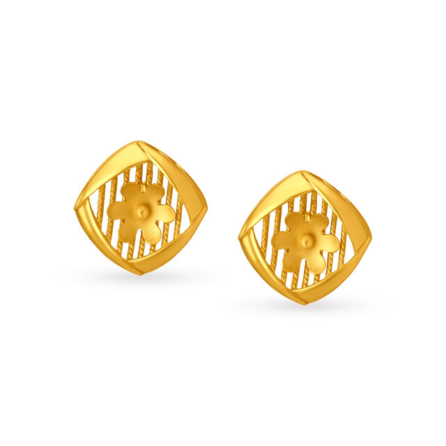 Elegant Floral Gold Stud Earrings 