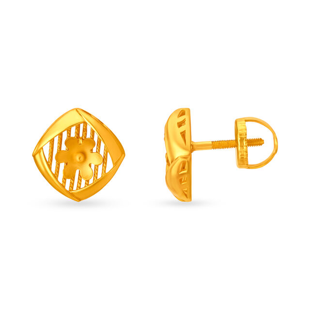 Elegant Floral Gold Stud Earrings 2