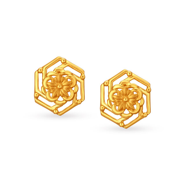 Geometric Gold Stud Earrings 